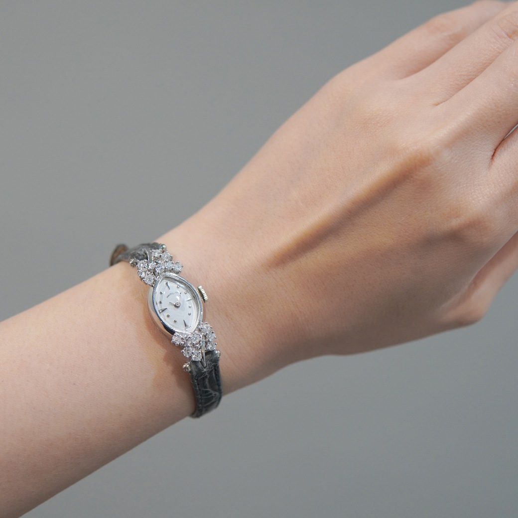 アンティークウォッチ ハミルトン ダイヤモンド装飾 マーキス ホワイトゴールドケース