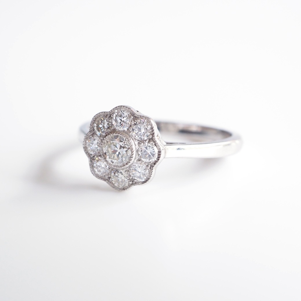 アンティークジュエリー リプロダクション City of London シティオブロンドン ダイヤモンド クラスターリング