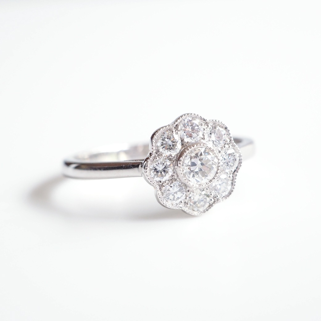 アンティークジュエリー リプロダクション City of London シティオブロンドン ダイヤモンド クラスターリング