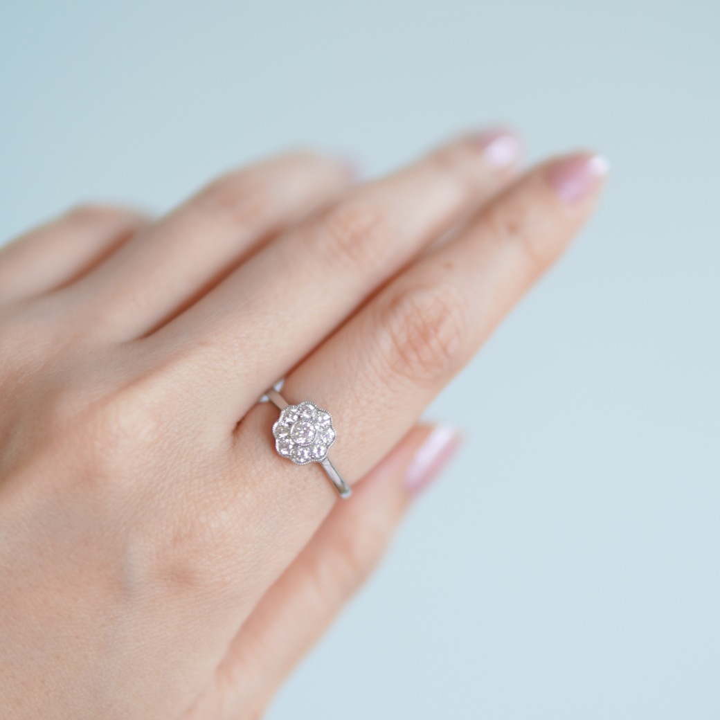 アンティークジュエリー リプロダクション City of London シティオブロンドン ダイヤモンド クラスターリング