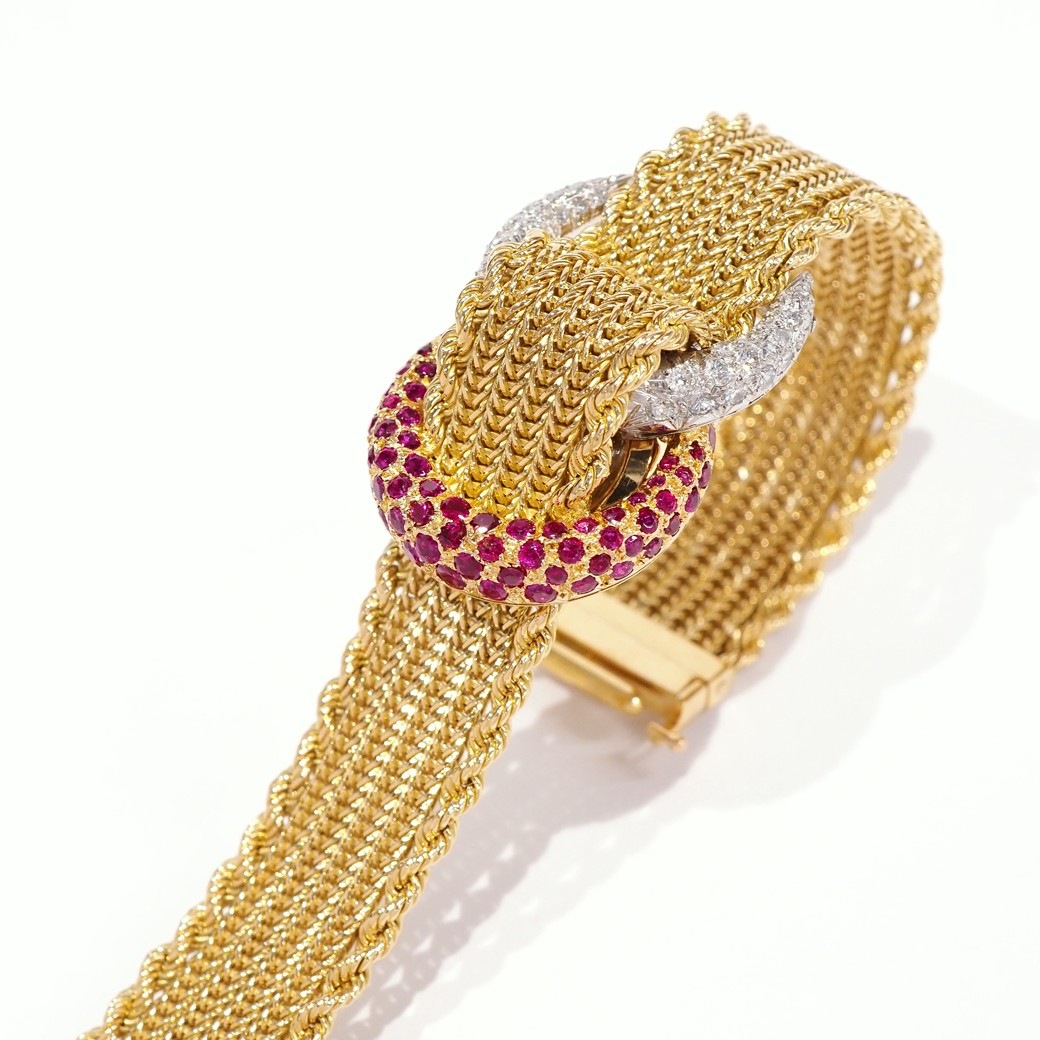 アンティークウォッチ ロレックス ルビー ダイヤモンド装飾 カバーウォッチ ゴールドブレスレット