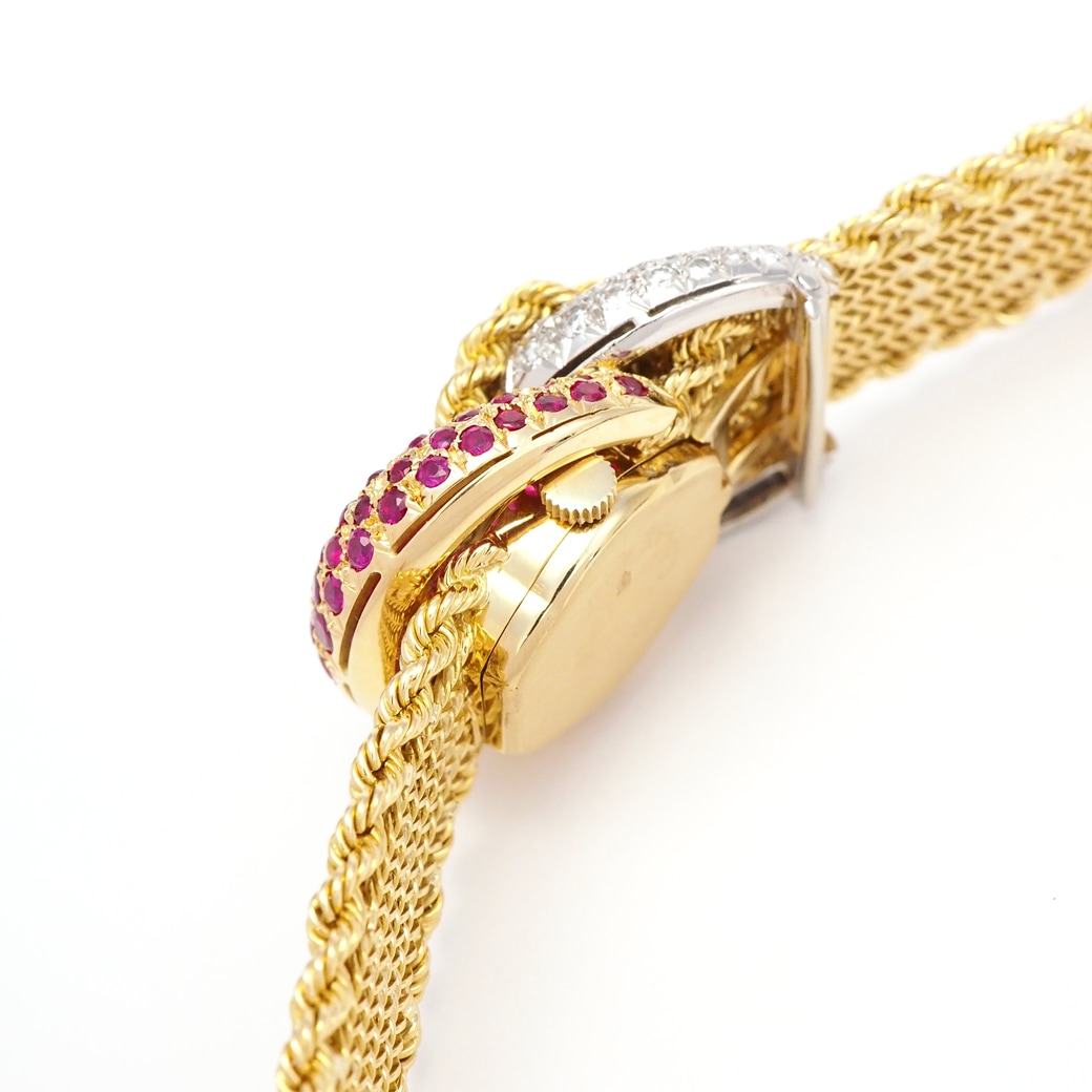 アンティークウォッチ ロレックス ルビー ダイヤモンド装飾 カバーウォッチ ゴールドブレスレット
