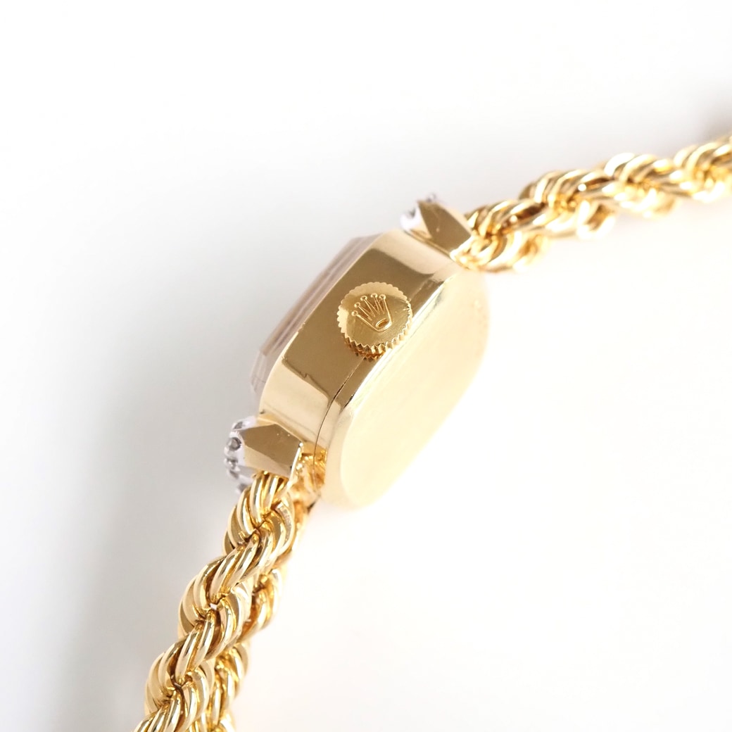 アンティークウォッチ ロレックス ダイヤモンドアクセント カッティング風防  ゴールドケース チェーンブレスレット