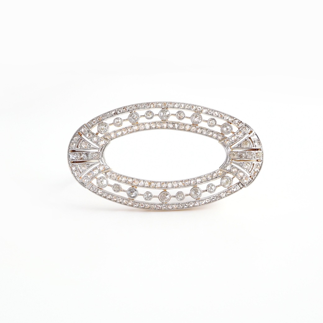 アンティークジュエリー ブローチ ダイヤモンド オーバルサークル アンティークブローチ