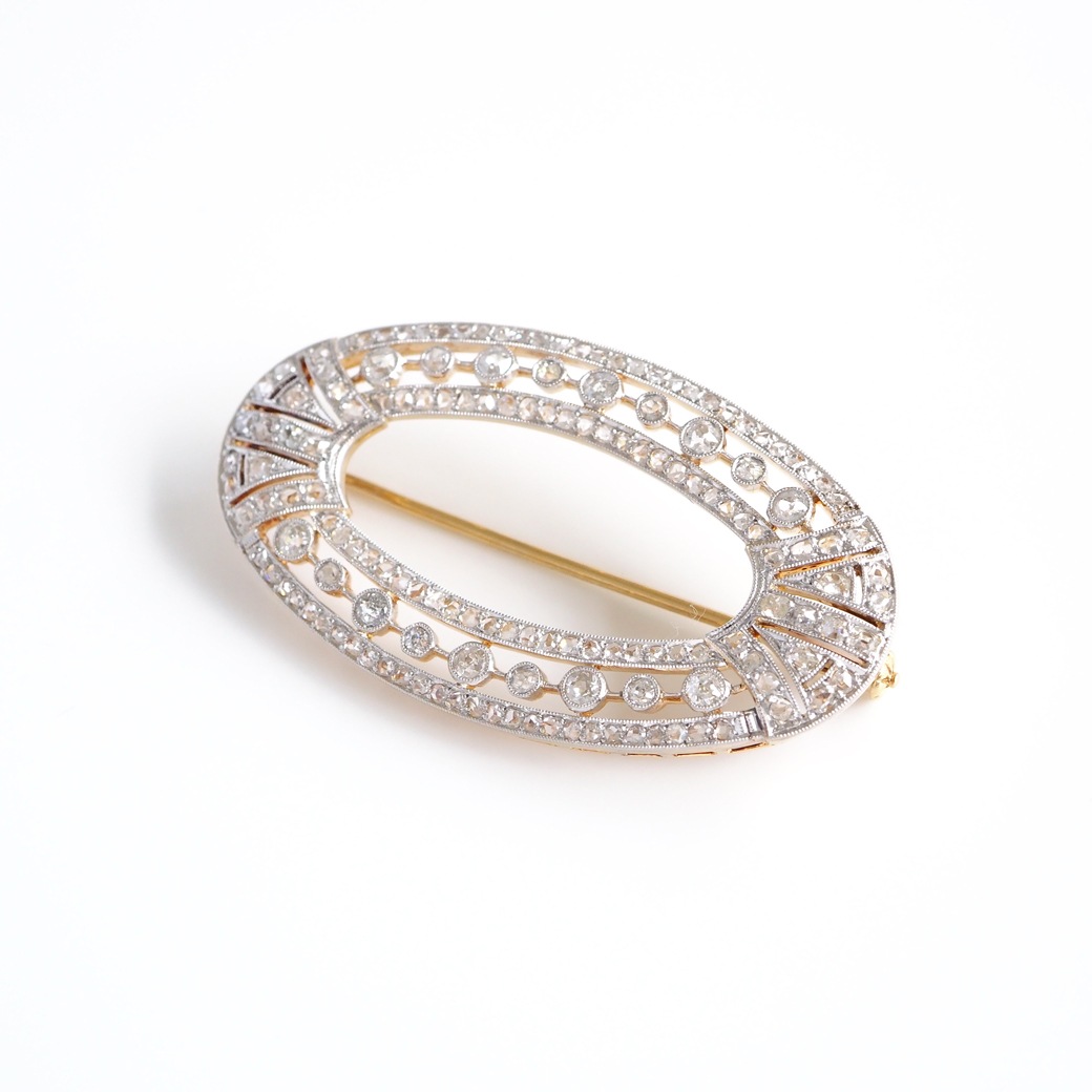 アンティークジュエリー ブローチ ダイヤモンド オーバルサークル アンティークブローチ