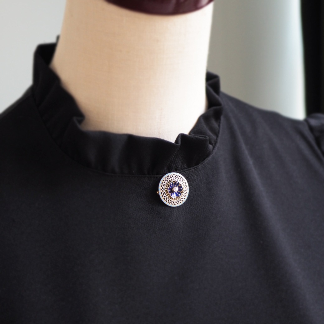 アンティークジュエリー ブローチ エナメル ダイヤモンド アンティークブローチ