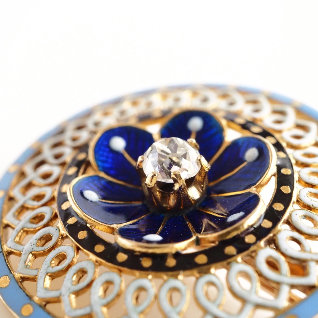 アンティークジュエリー ブローチ エナメル ダイヤモンド アンティークブローチ