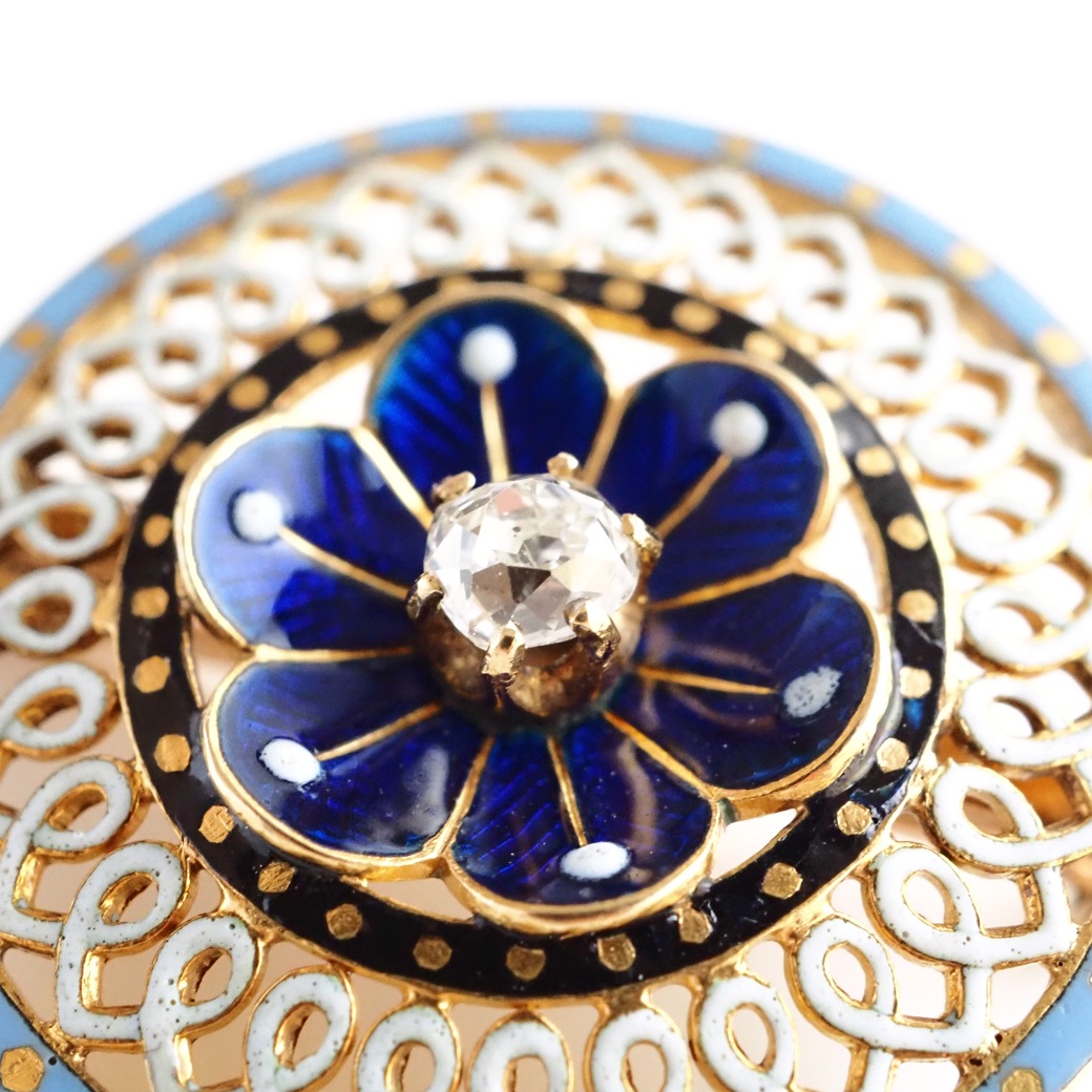 アンティークジュエリー ブローチ エナメル ダイヤモンド アンティークブローチ