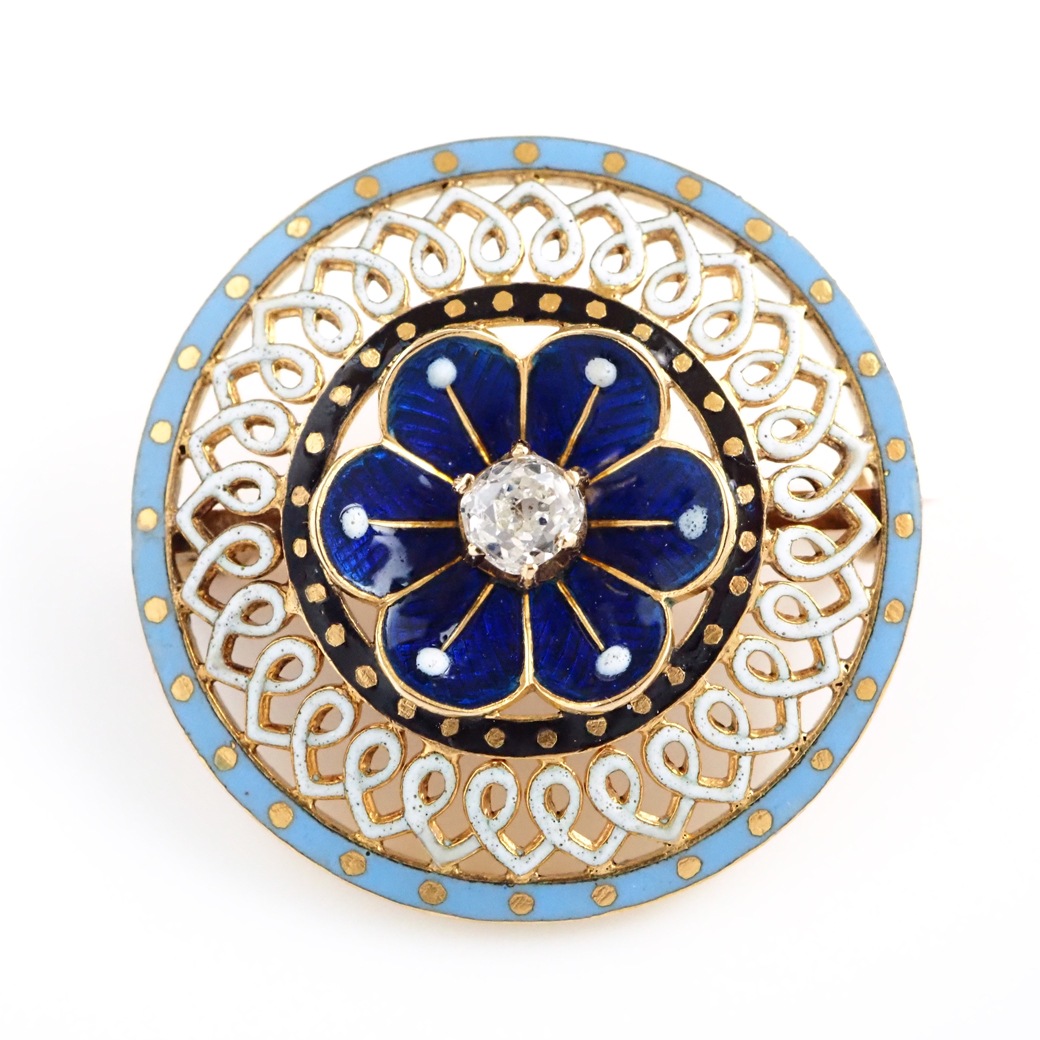 アンティークジュエリー ブローチ エナメル ダイヤモンド アンティークブローチ