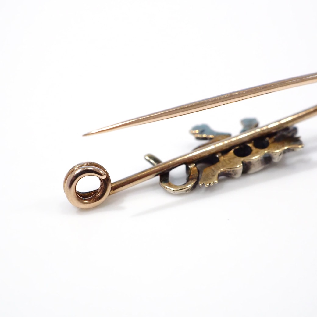 アンティークジュエリー ブローチ トカゲモチーフ アンティーク バーブローチ