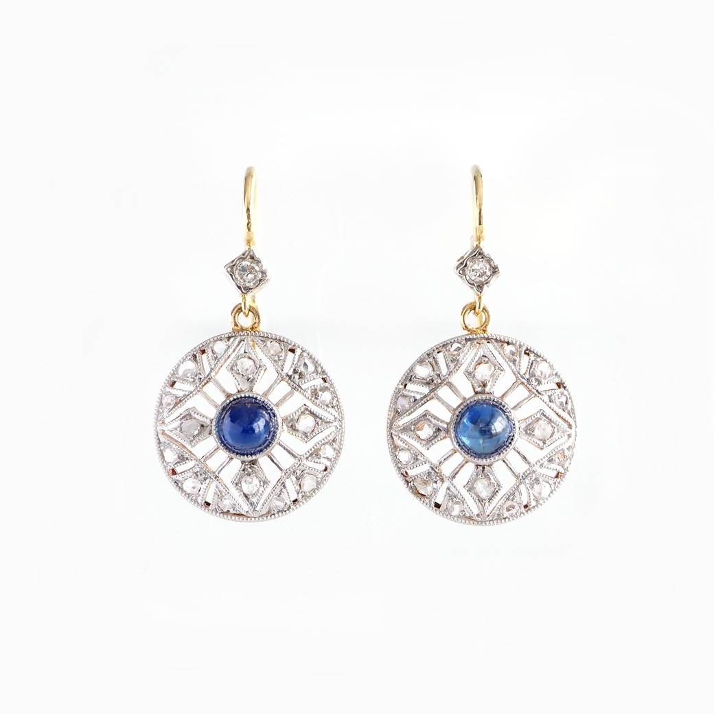 アンティークジュエリー イヤリング&ピアス サファイア ダイヤモンド 透かし アンティークピアス