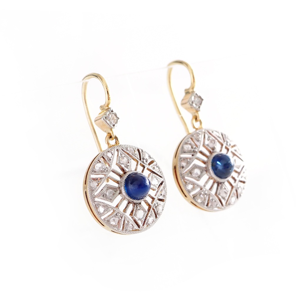 アンティークジュエリー イヤリング&ピアス サファイア ダイヤモンド 透かし アンティークピアス