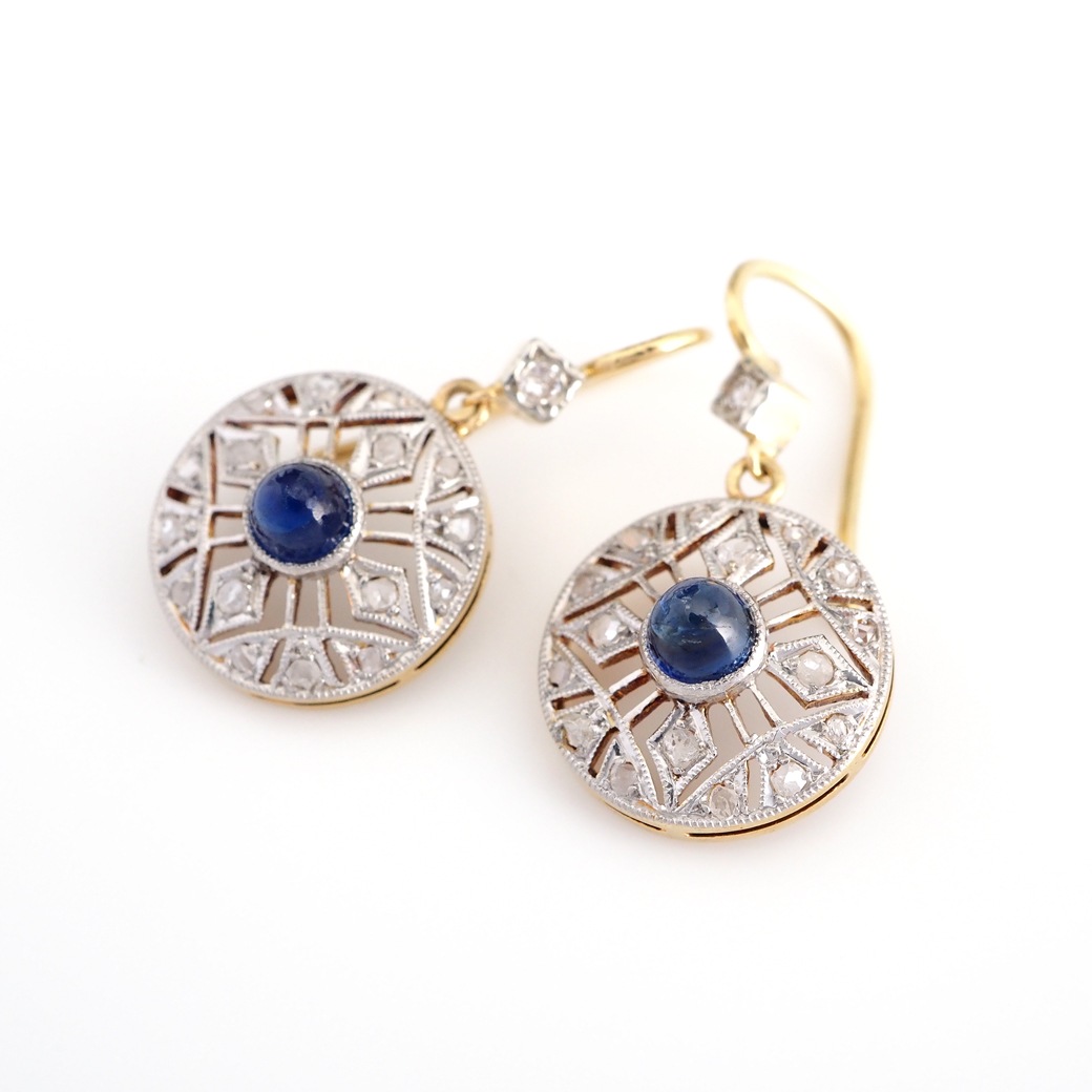 アンティークジュエリー イヤリング&ピアス サファイア ダイヤモンド 透かし アンティークピアス
