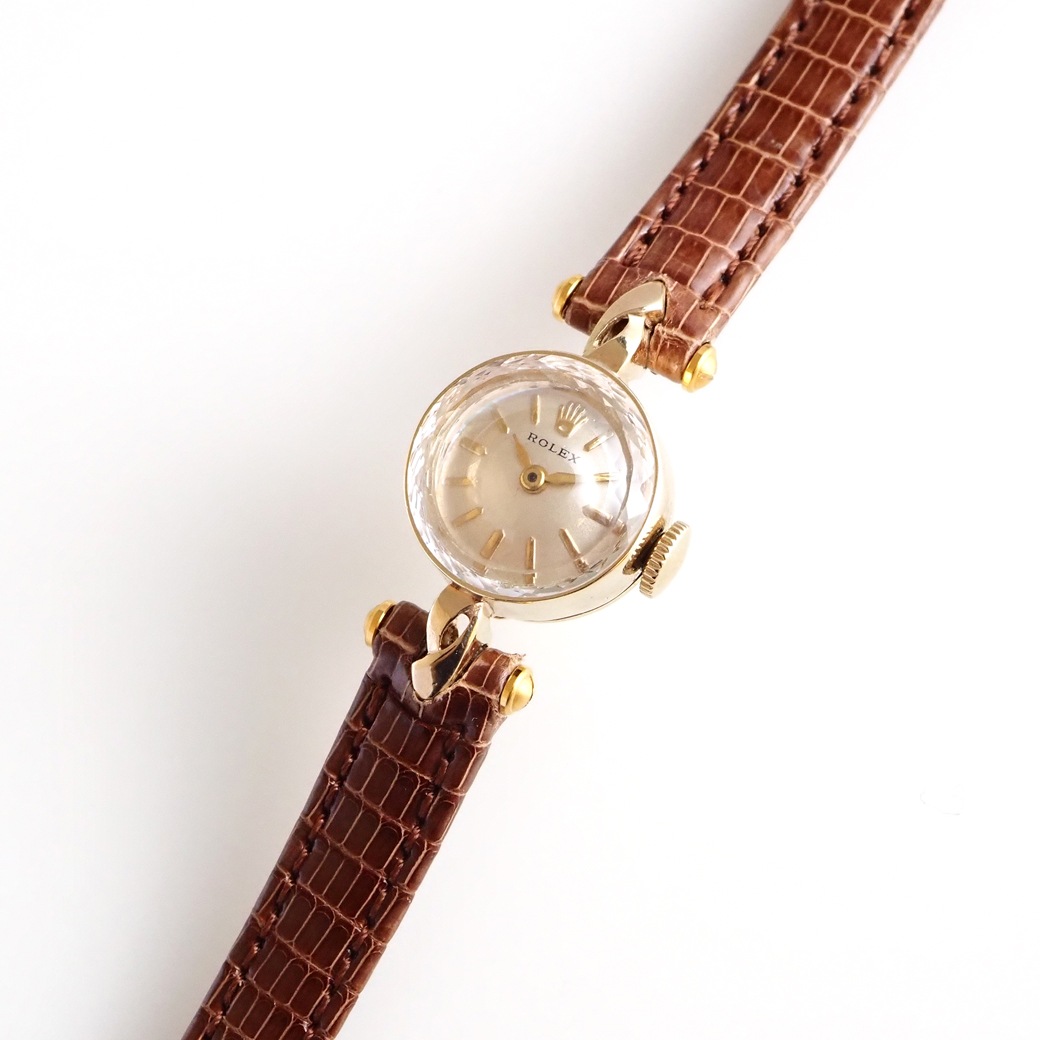 アンティークウォッチ ロレックス カットガラス ラウンド ゴールドケース