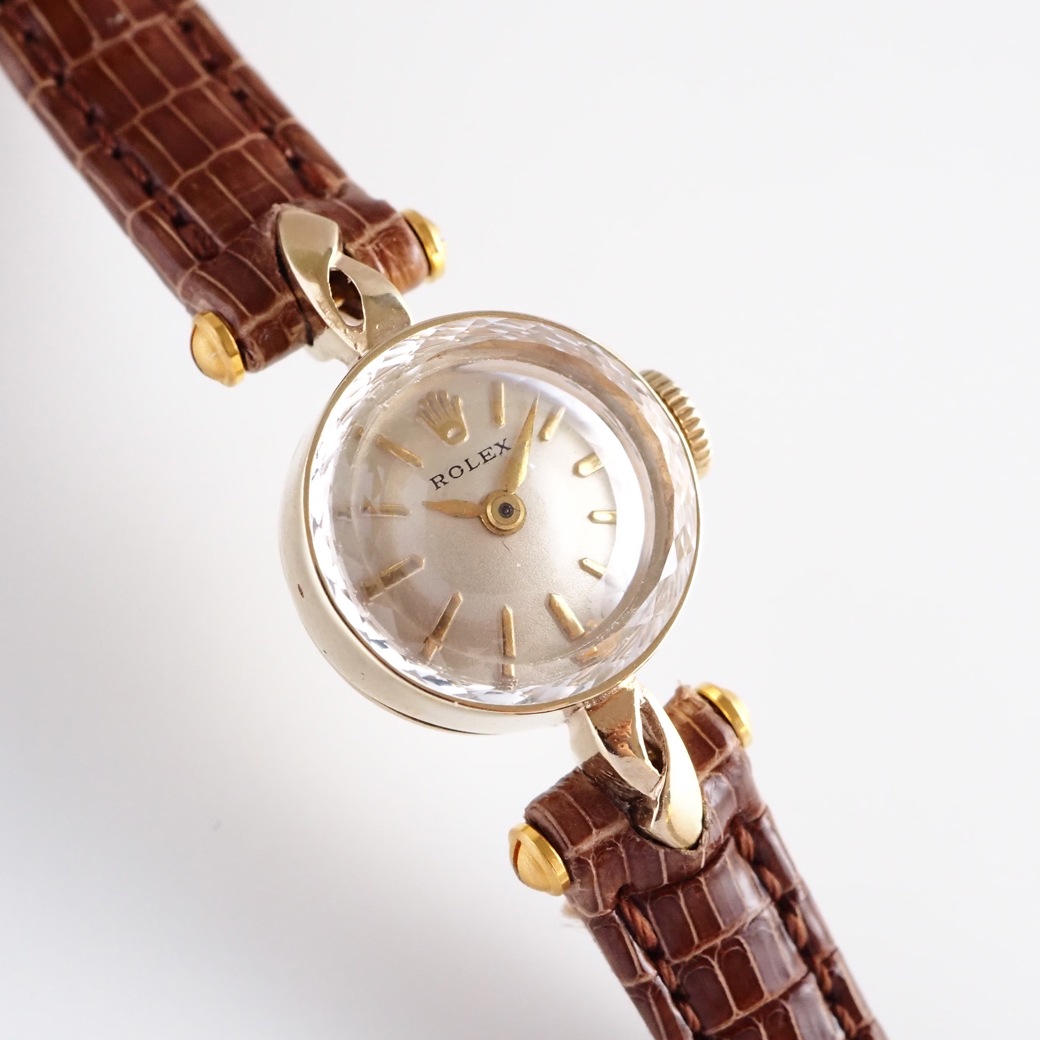 アンティークウォッチ ロレックス カットガラス ラウンド ゴールドケース