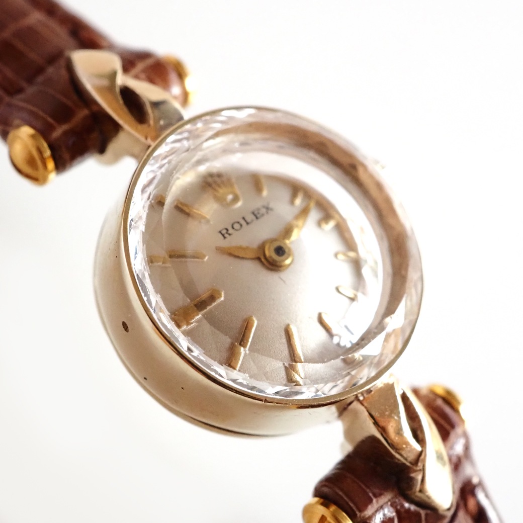 アンティークウォッチ ロレックス カットガラス ラウンド ゴールドケース
