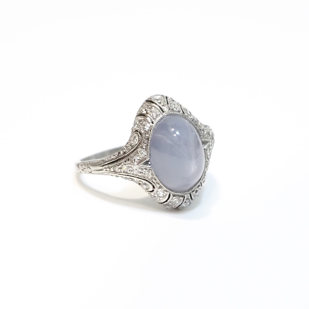 アンティークジュエリー リング スターサファイア ダイヤモンド アンティークリング