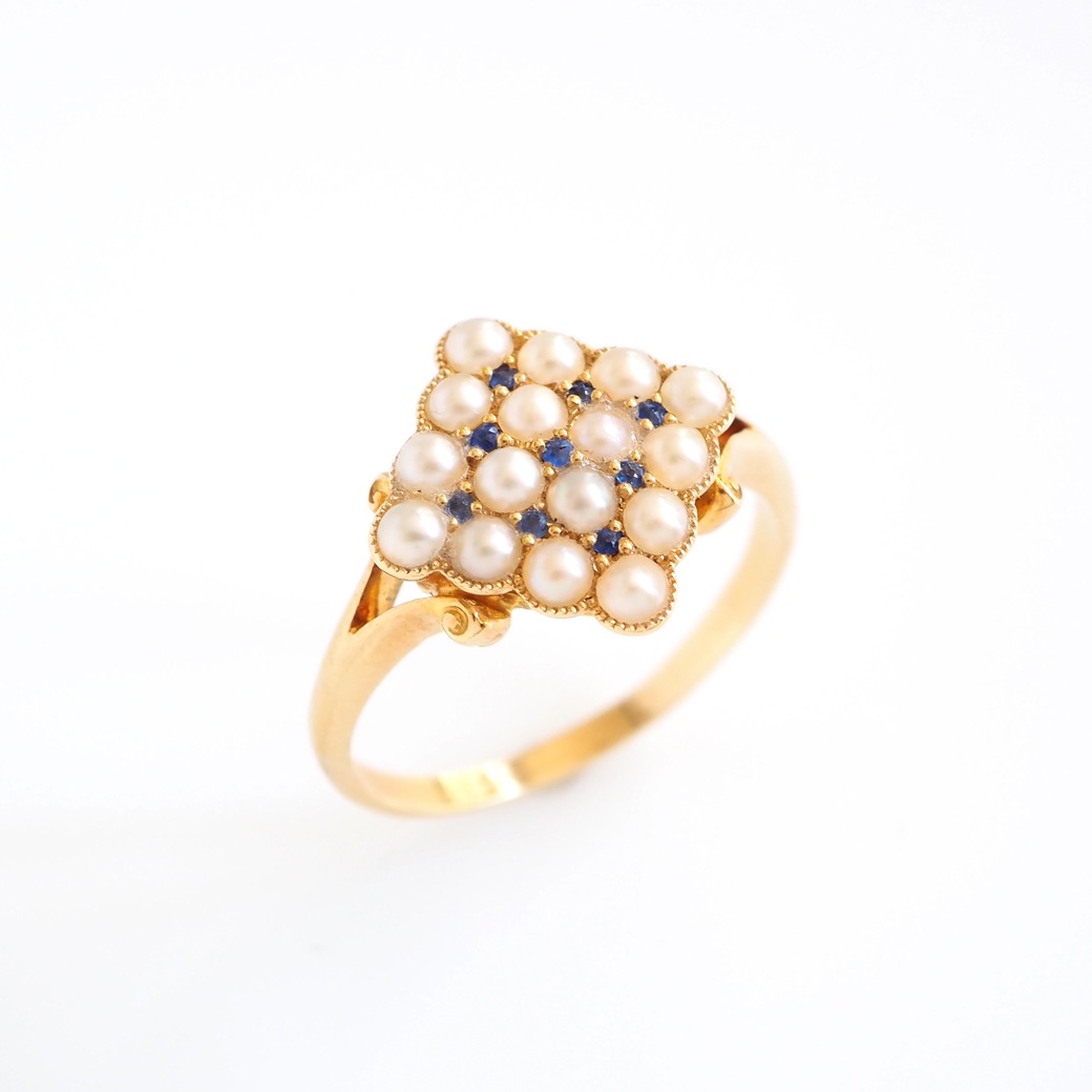 アンティークジュエリー リング パール サファイア パヴェ アンティークリング