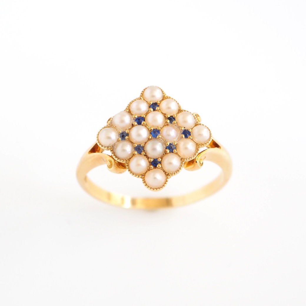 アンティークジュエリー リング パール サファイア パヴェ アンティークリング