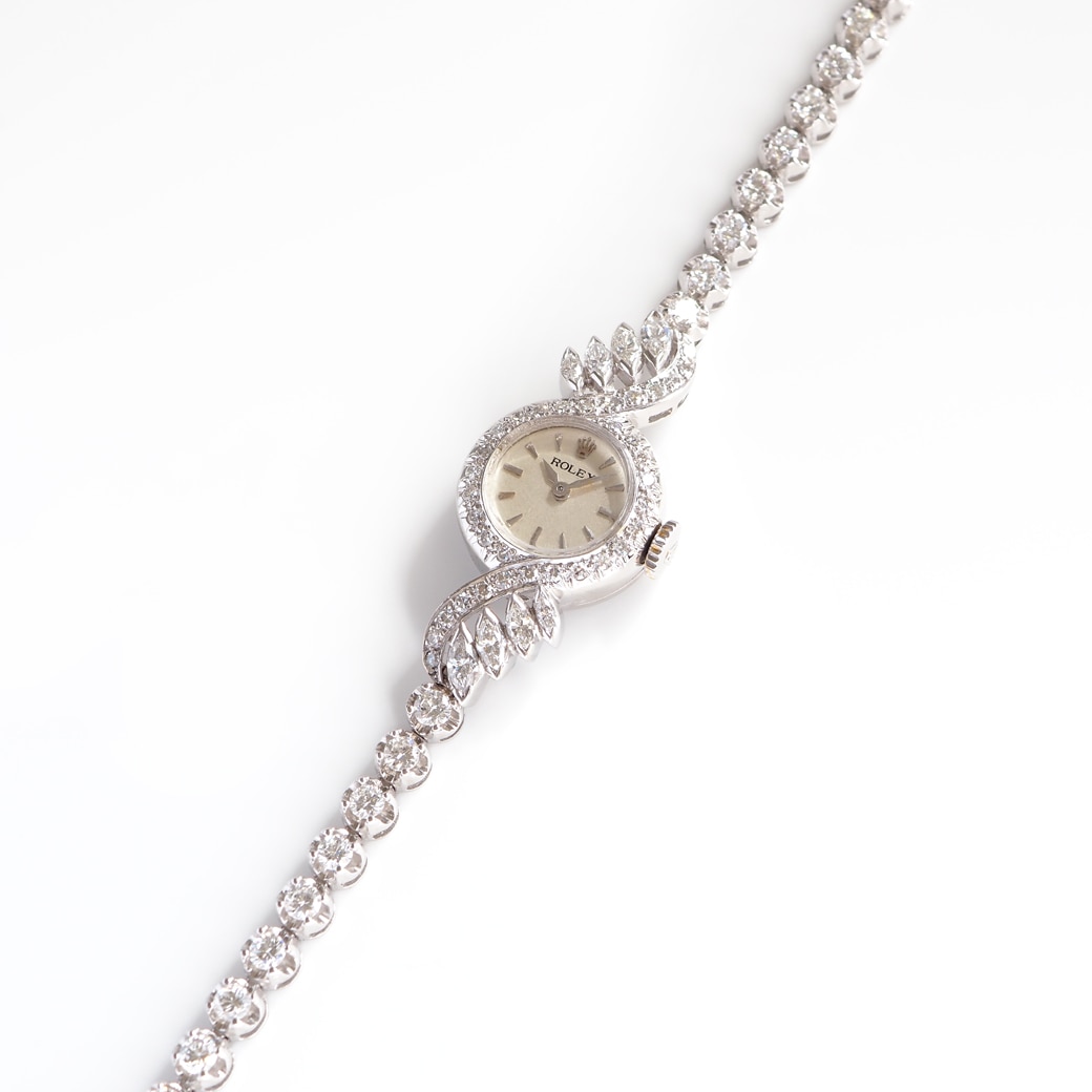 アンティークウォッチ ロレックス ダイヤモンド装飾 ラウンド ホワイトゴールドケース ブレスレット