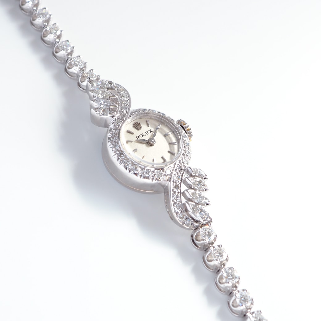 アンティークウォッチ ロレックス ダイヤモンド装飾 ラウンド ホワイトゴールドケース ブレスレット