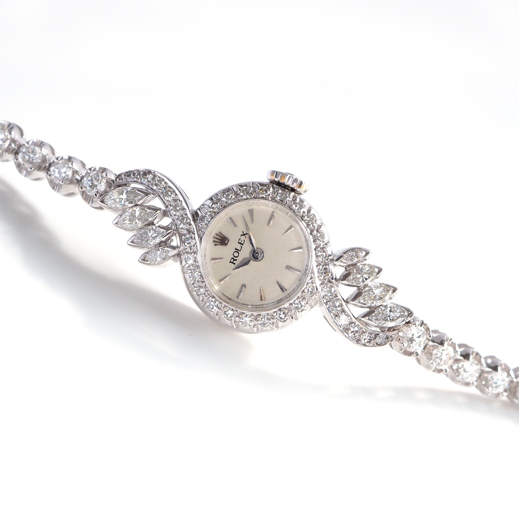アンティークウォッチ ロレックス ダイヤモンド装飾 ラウンド ホワイトゴールドケース ブレスレット