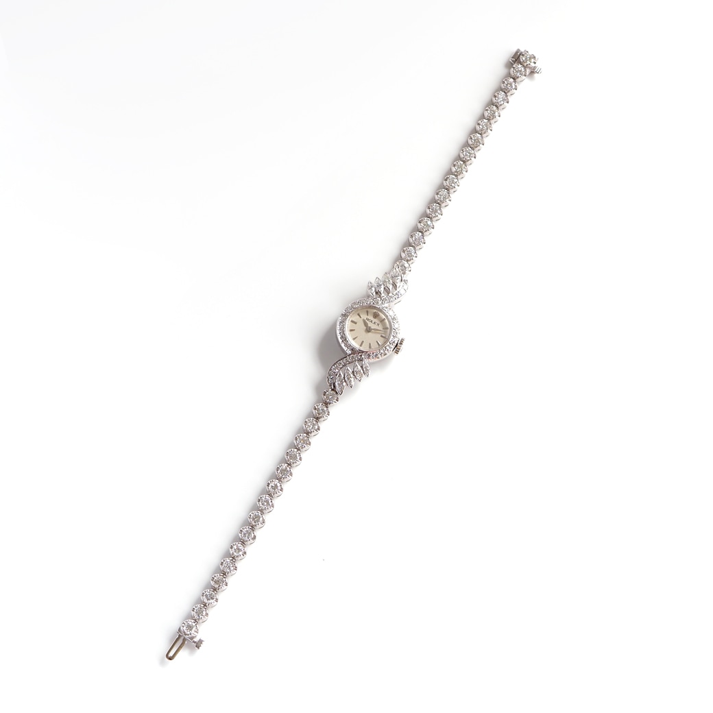 アンティークウォッチ ロレックス ダイヤモンド装飾 ラウンド ホワイトゴールドケース ブレスレット