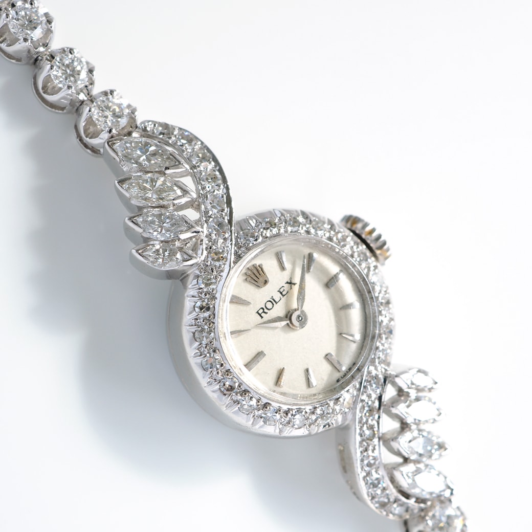 アンティークウォッチ ロレックス ダイヤモンド装飾 ラウンド ホワイトゴールドケース ブレスレット