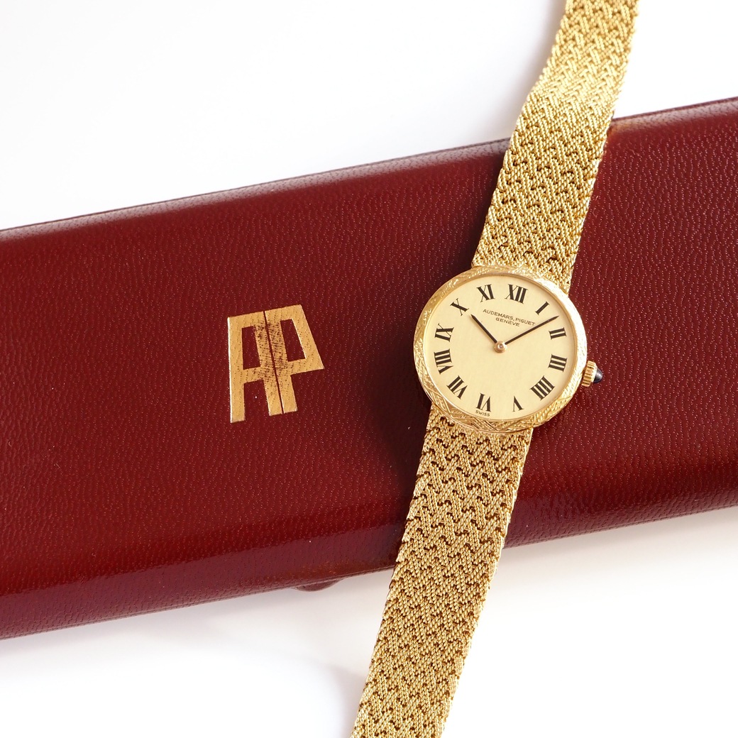 アンティークウォッチ オーデマ・ピゲ 装飾ベゼル ラウンド ゴールドケース ブレスレット BOX付