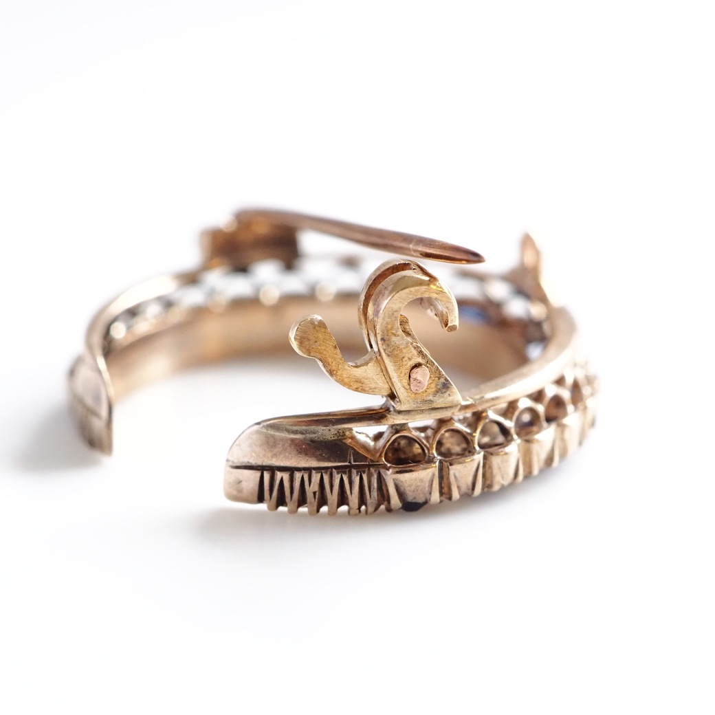 アンティークジュエリー ブローチ サファイア ダイヤモンド クレセント アンティークブローチ