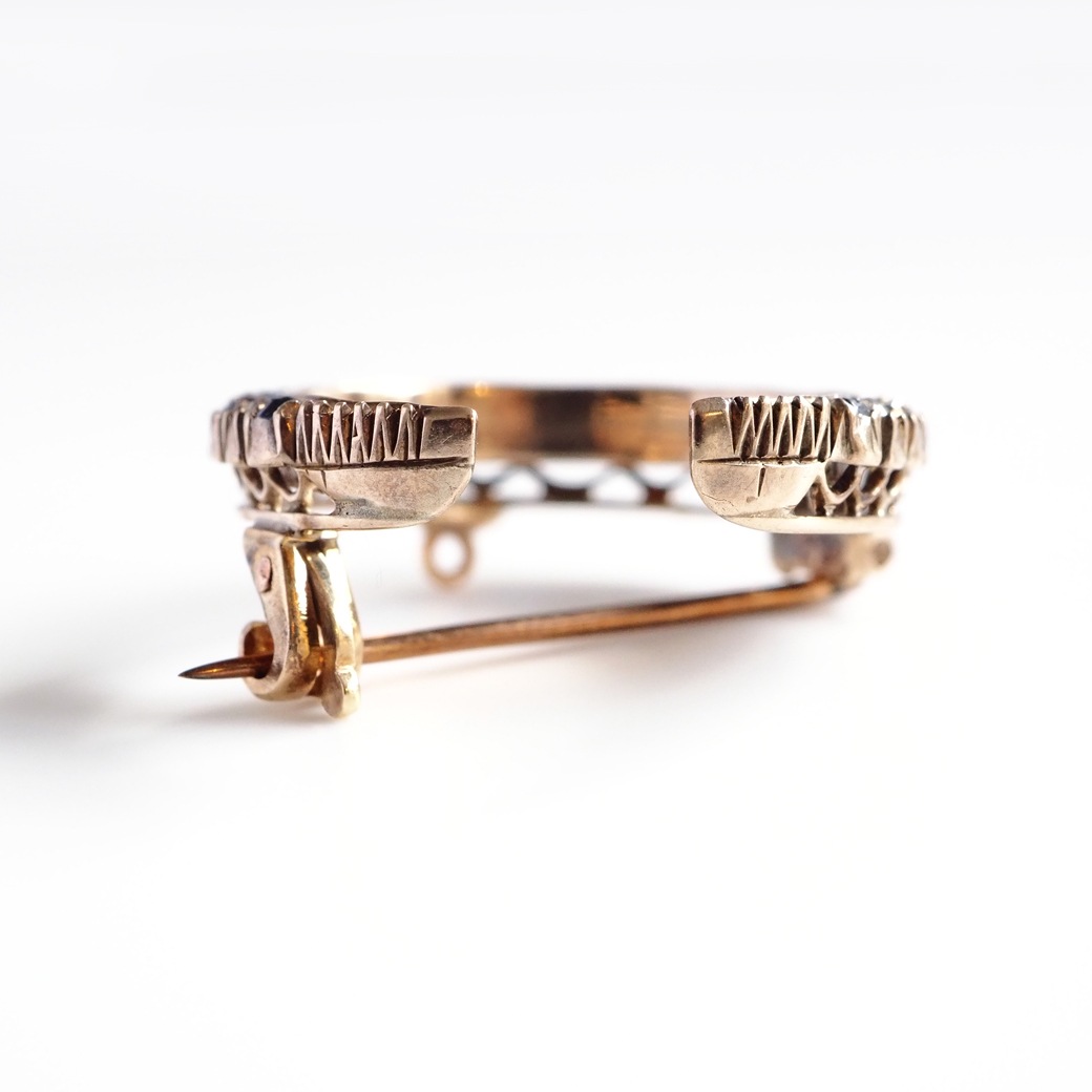 アンティークジュエリー ブローチ サファイア ダイヤモンド クレセント アンティークブローチ