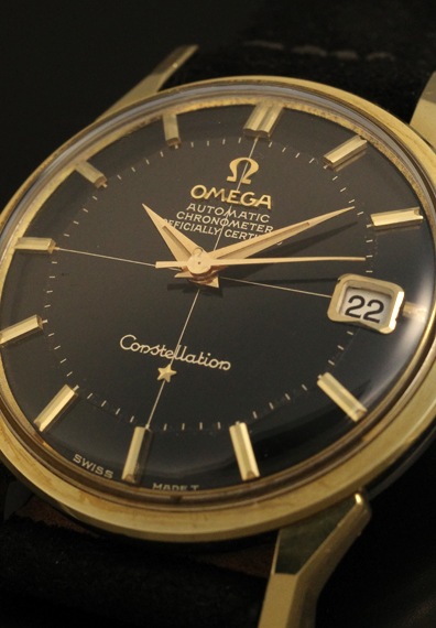 Omega Constellation ブラックダイヤルメンズ腕時計オール純正 オメガ コンステレーション 1962年製 12角 ブラックミラー