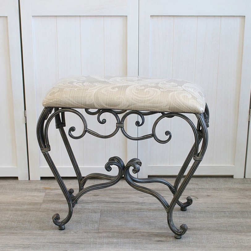 フレンチアンティーク風 ロートアイアン ファ ブリック ベンチ スツール フレンチアンティーク風 ロートアイアン ファ ブリック ベンチ