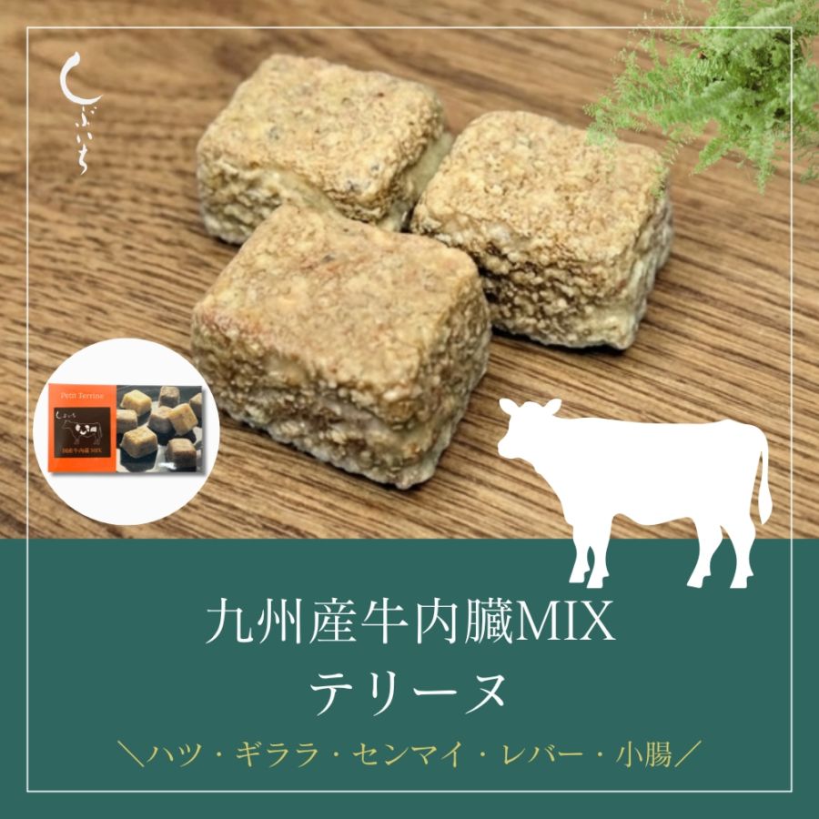 【増量キャンペーン】【犬用・猫用】029国産牛内臓MIXテリーヌ90g(30g×3個)＋１個増量（冷凍商品）