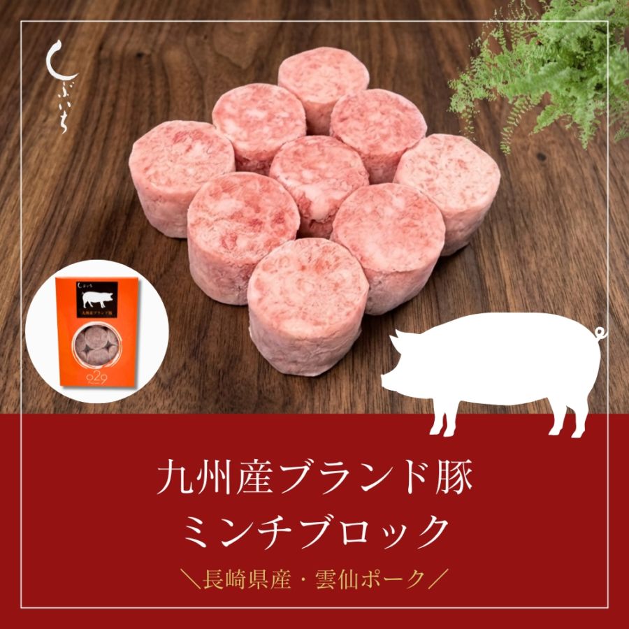 【犬用・猫用】029九州産ブランド豚ミンチブロック110g（冷凍商品）