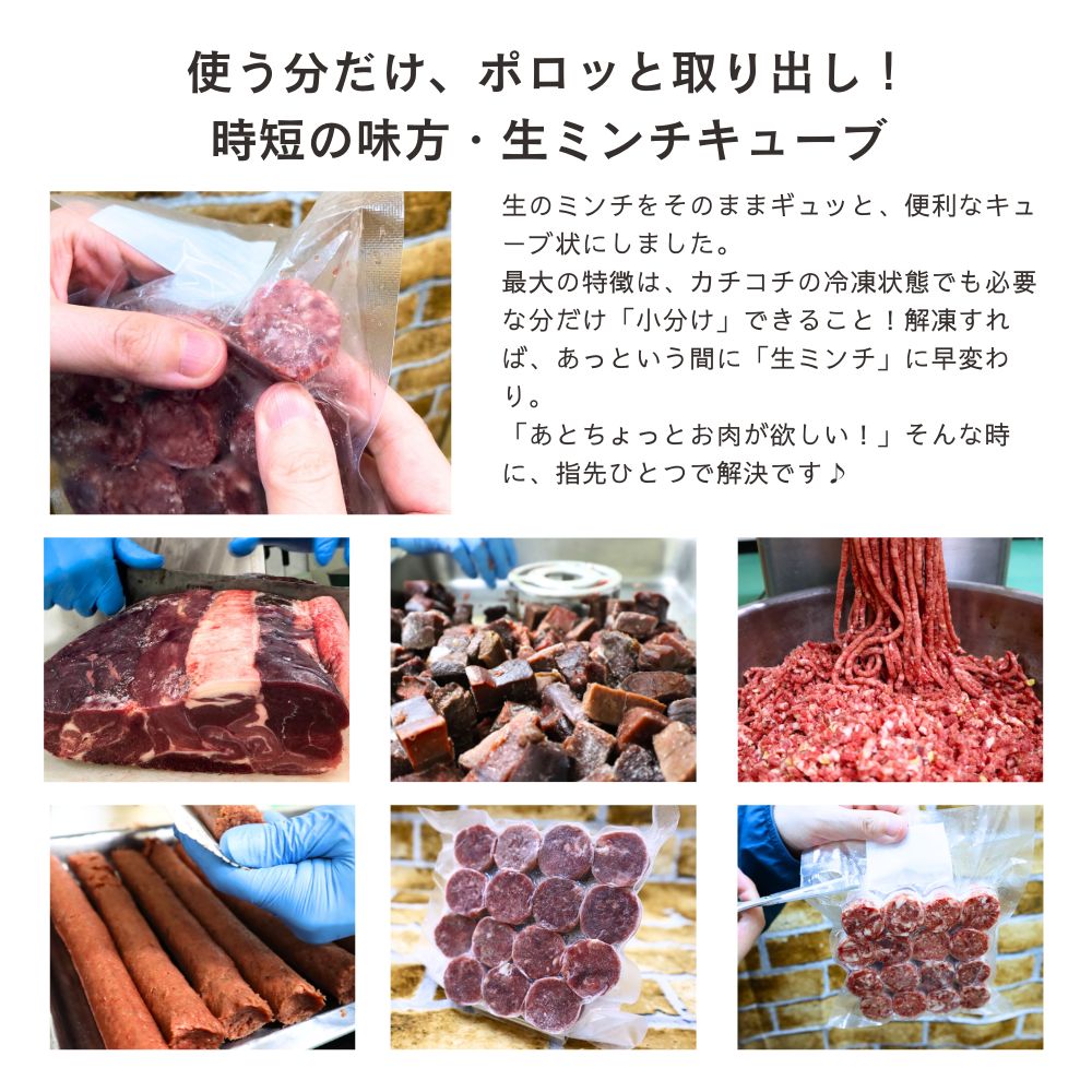 【犬猫用】029熊本馬肉ミンチブロック110ｇ（冷凍商品）