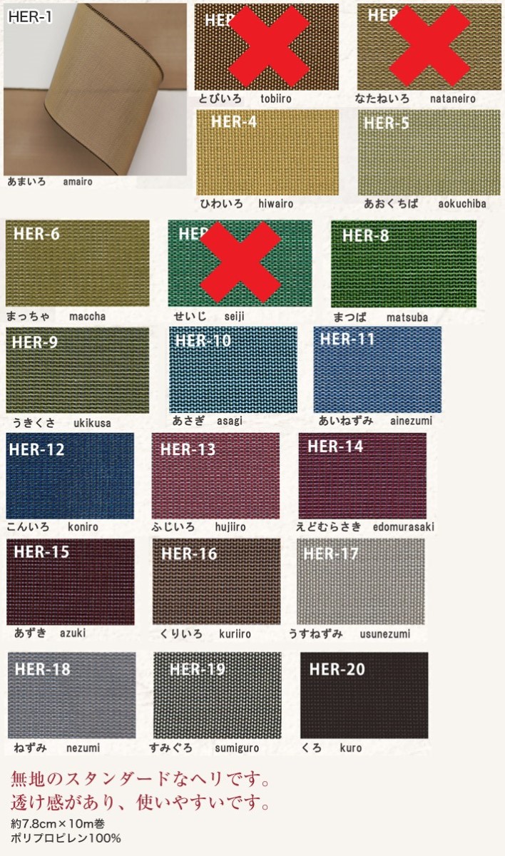 畳へり NBKテープ 平織縁 約7.8cm×10m巻 HER1～20 | メーカー,その他