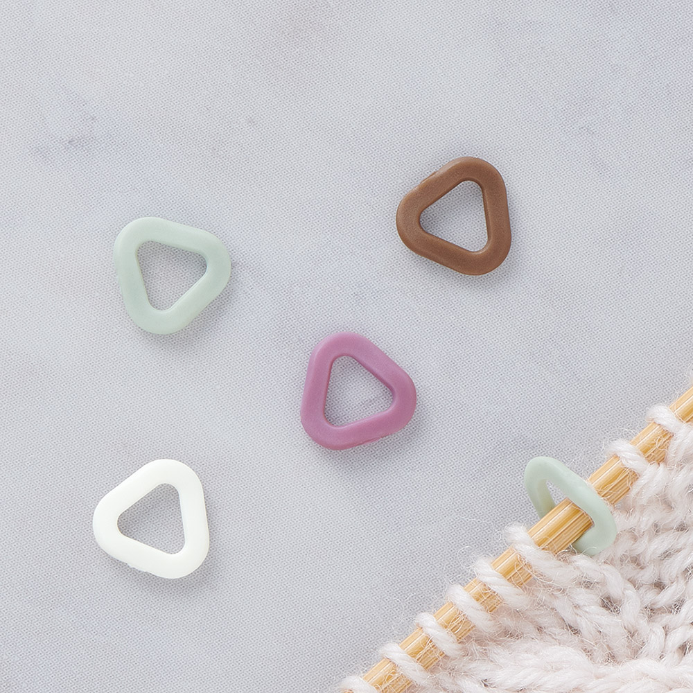 Clover クロバー 編物道具 ソフト 三角目数リング XS 0～4号用 (4色各6