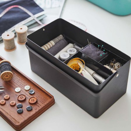 山崎実業 ソーイングボックス 裁縫箱 タワー ブラック｜洋裁・手芸用品