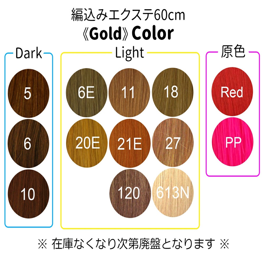 【在庫限りSALE★6800円】編込みエクステ　60cm100g(10g×10本) GOLD ｜ 人毛100% レミー毛 つけ毛 ヘアー 髪 長持ち オリジナル