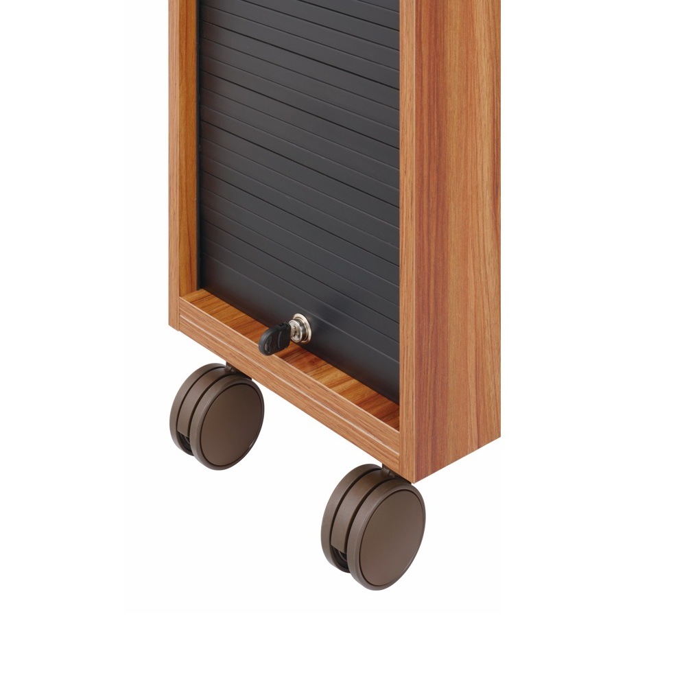 【西村製作所】木製ワゴン ワームスシリーズ ワームスシャッター付きワゴンC-345〈黒木目〉