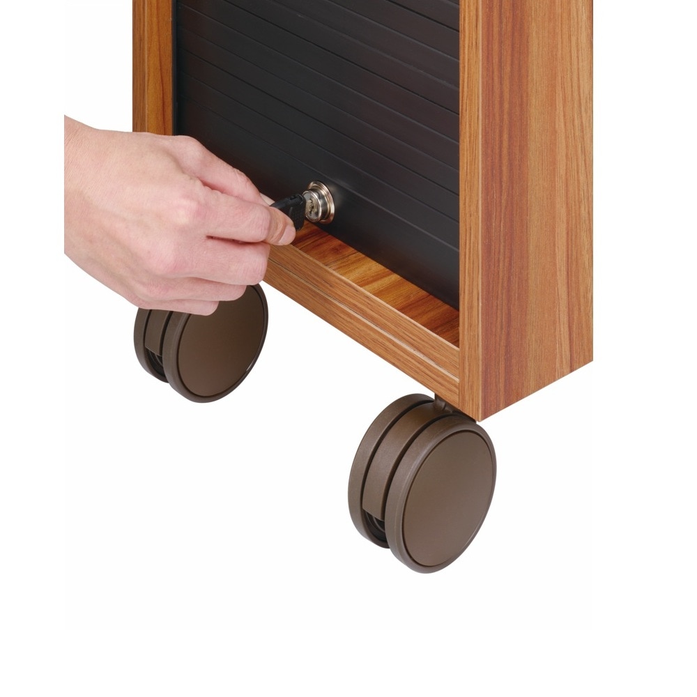 【西村製作所】木製ワゴン ワームスシリーズ ワームスシャッター付きワゴンC-345〈黒木目〉