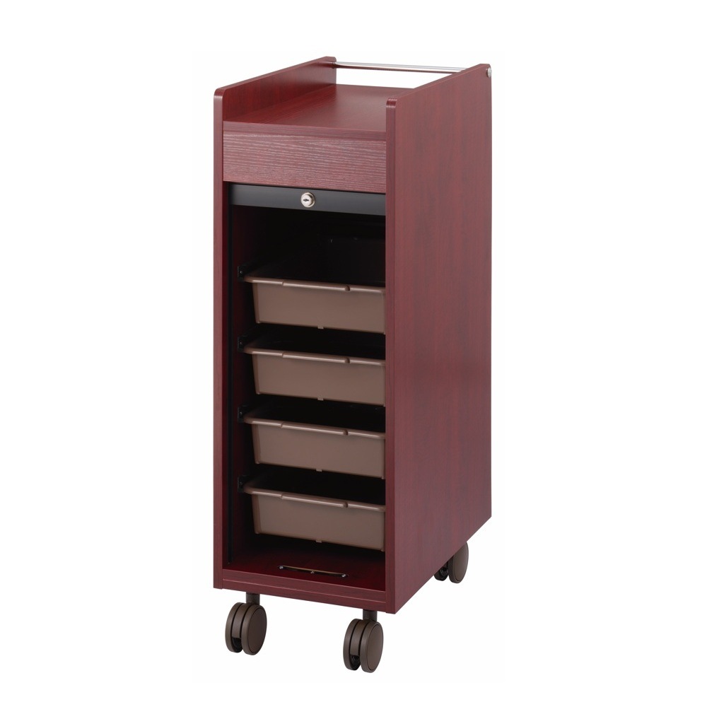 【西村製作所】木製ワゴン ワームスシリーズ ワームスシャッター付きワゴンC-345〈ローズウッド〉