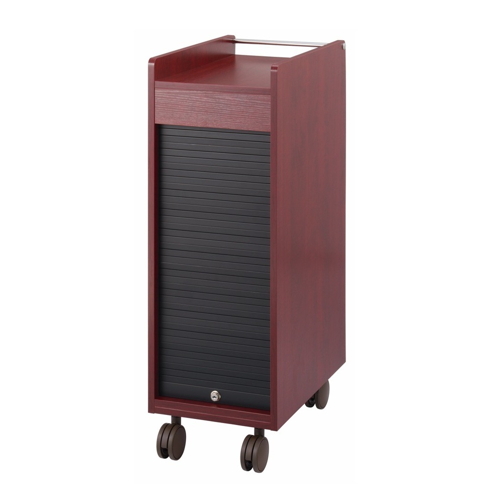 【西村製作所】木製ワゴン ワームスシリーズ ワームスシャッター付きワゴンC-345〈ローズウッド〉