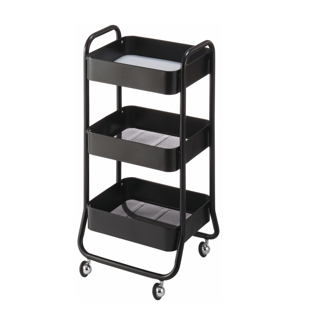 【西村製作所】メッシュワゴン 下敷き１枚付き C-580 〈ブラック〉