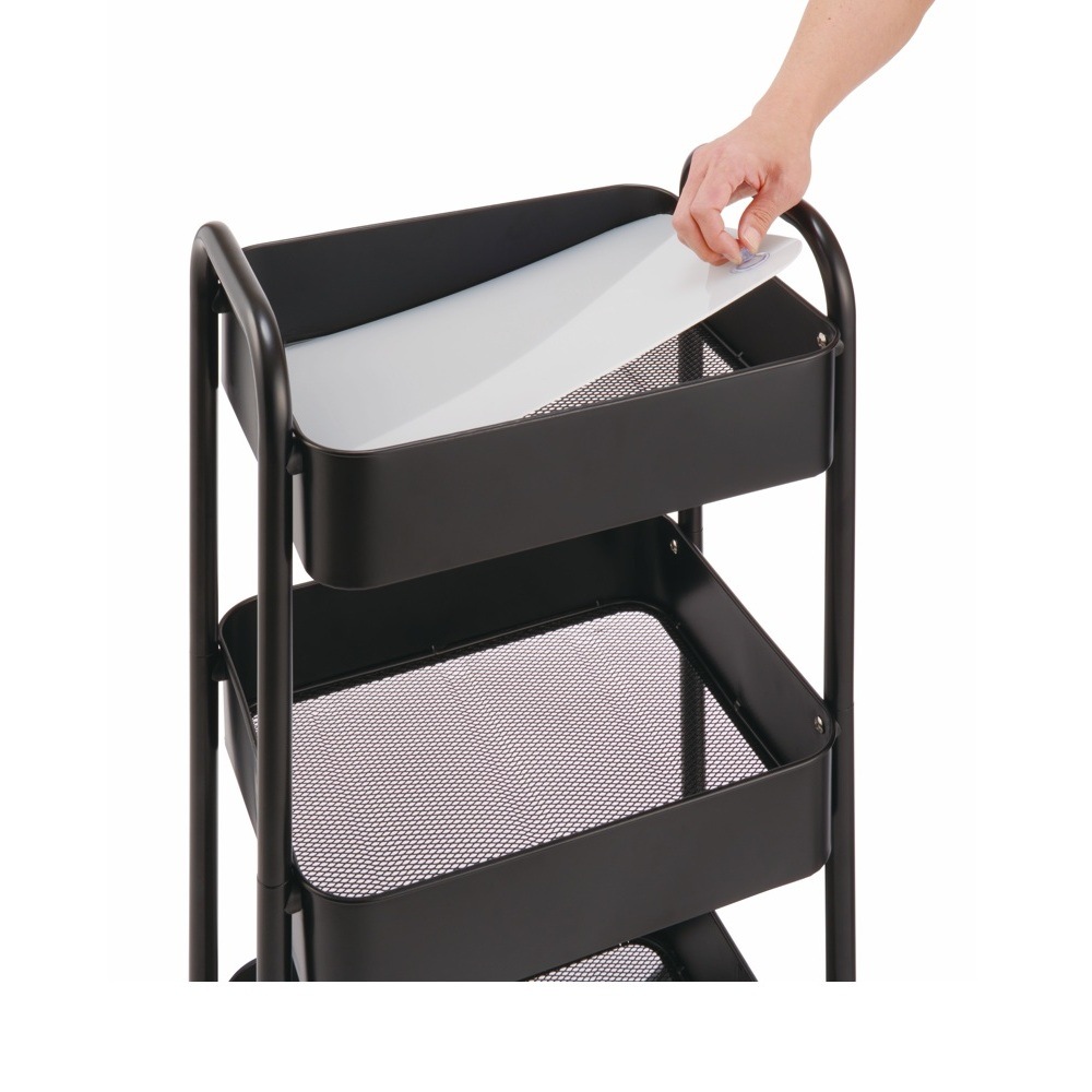 【西村製作所】メッシュワゴン 下敷き１枚付き C-580 〈ブラック〉