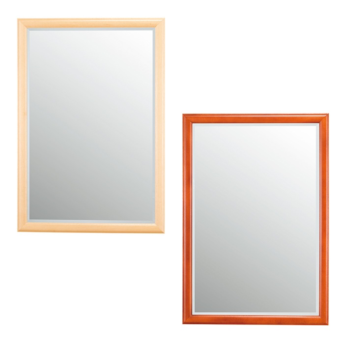 大型ミラー | 壁掛けミラー スマイル 鏡 木枠 木目 美容室 ヘアサロン シンプル