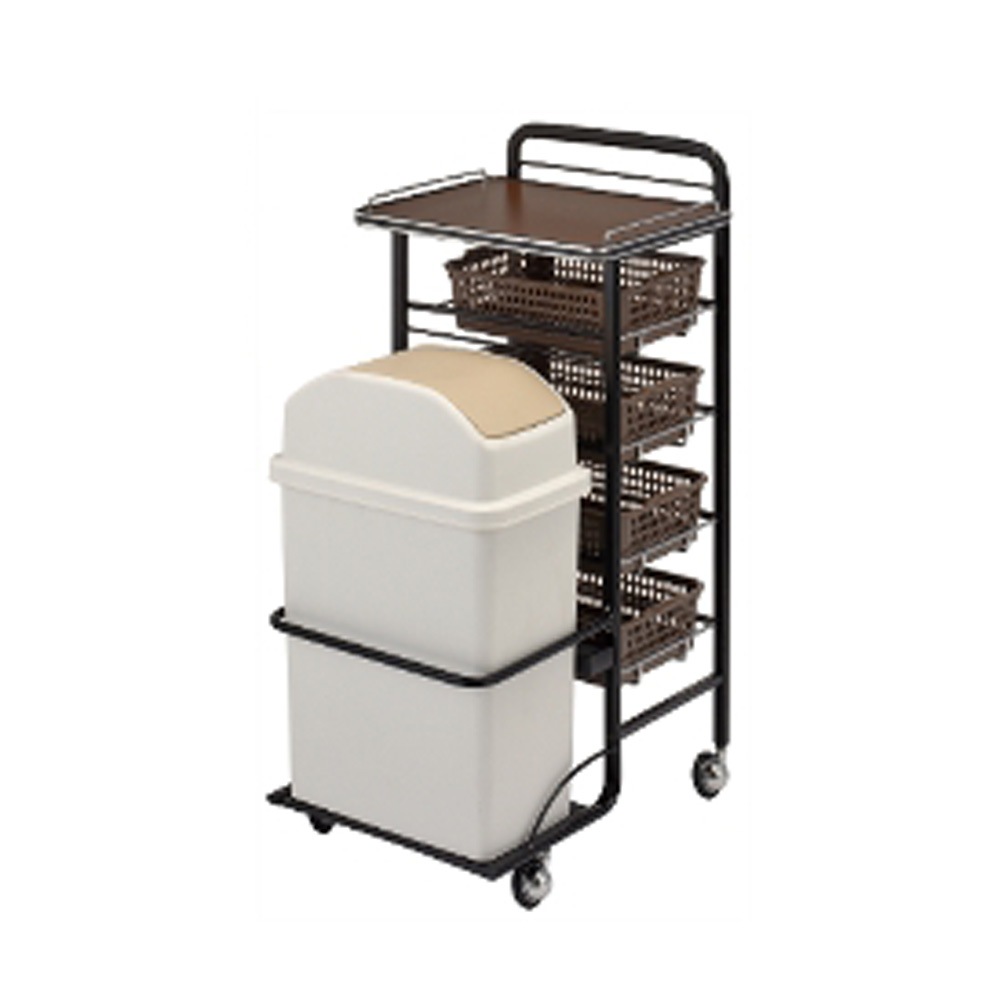 C-372 ダストボックス付きワゴン ブラウン