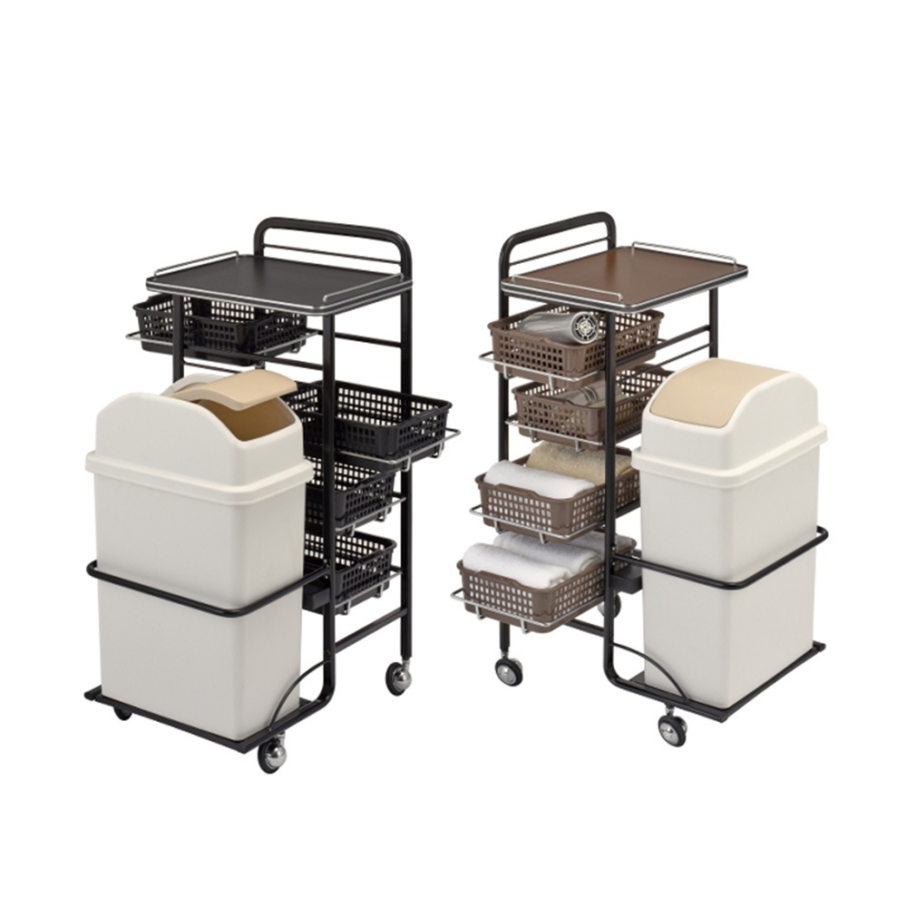 C-372 ダストボックス付きワゴン ブラウン