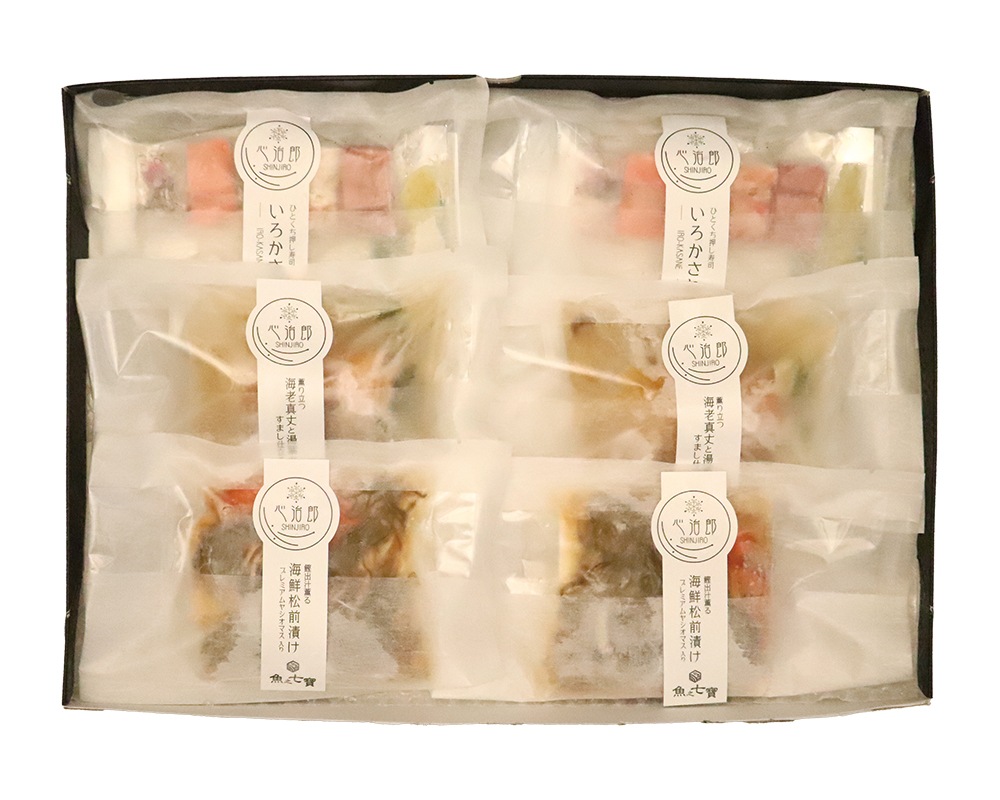 一口押し寿司 いろかさね 海老真丈と湯葉のすまし仕立て 鰹出汁薫る 海鮮松前漬け一人前セット/贈答用【宅配便/全国配送】